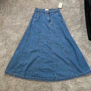 Blue denim maxi skirt